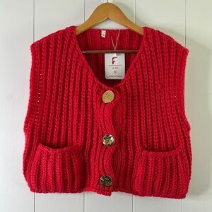Amazon Red Women's Knit Cardigan Vest
